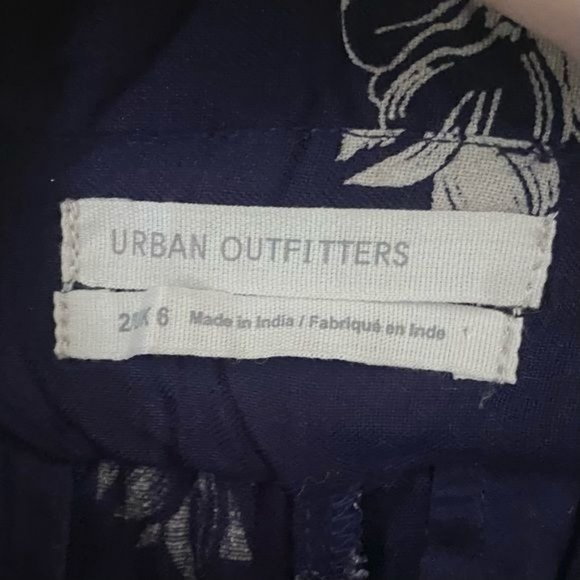 Urban Outfitters Navy/Off-White Floral Diane Paperbag Wide Leg Pants - Picture 7 of 10